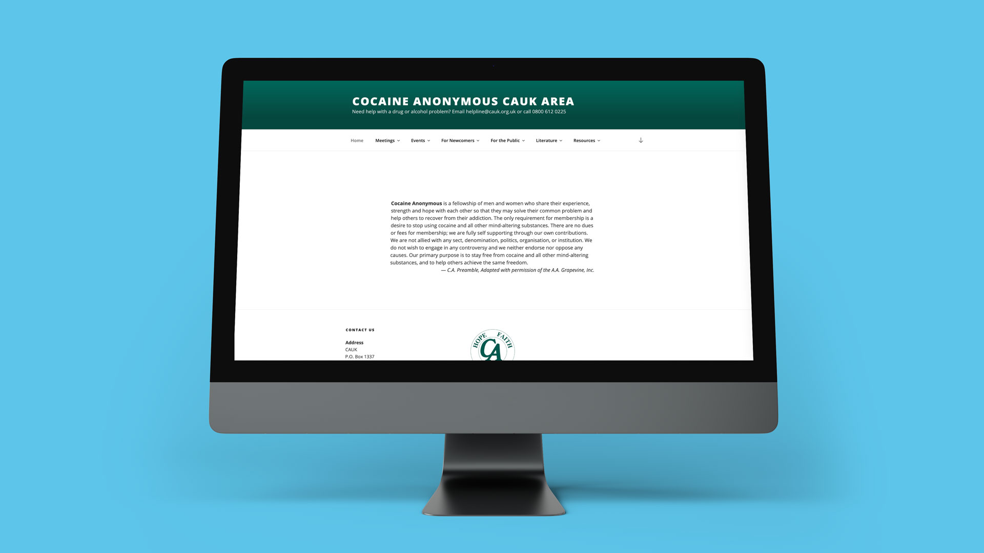 cociane anonymous website preview