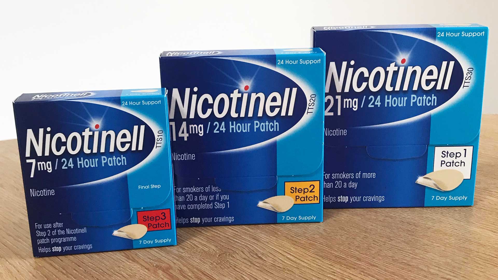Photo of 3 boxes of nicotine patches