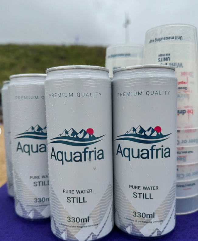 Cans of water