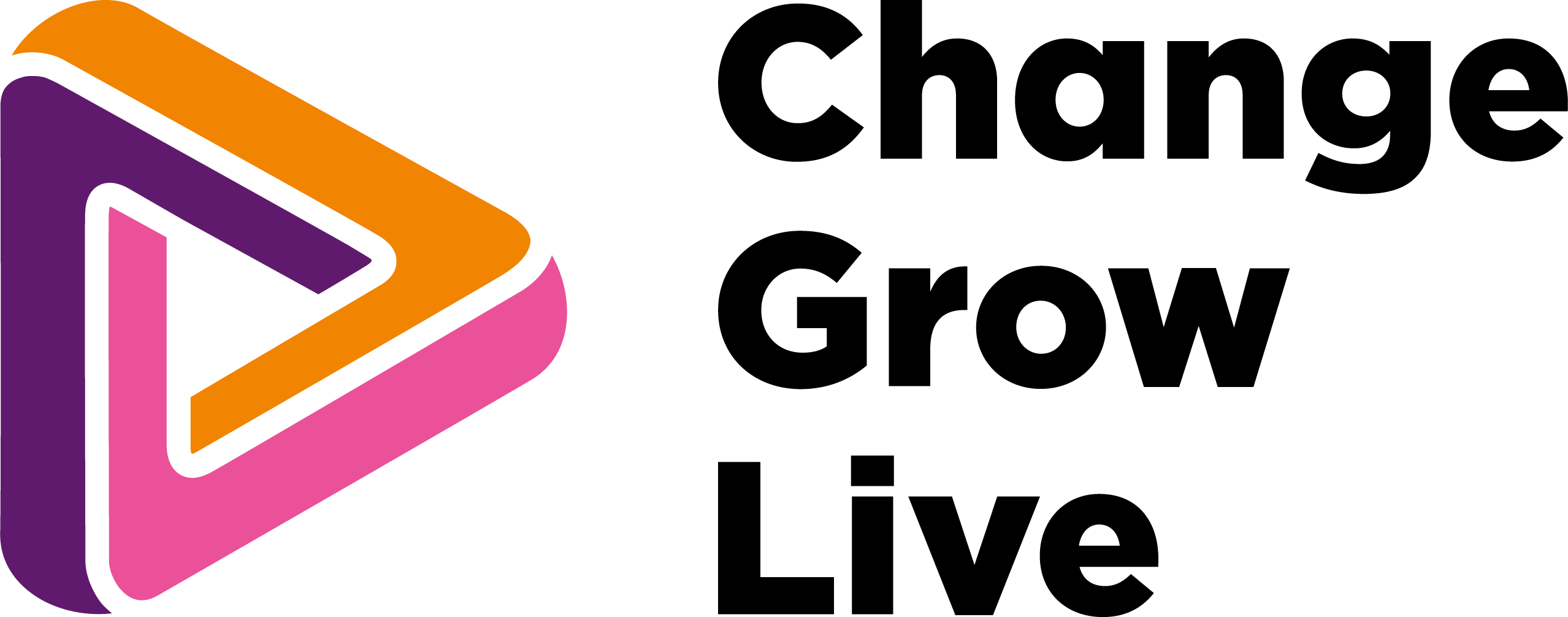 Purple, Orange and Pink continuum with Change Grow Live in Black
