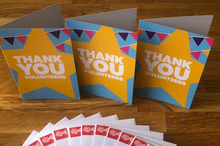 A photo of our volunteer thank you cards