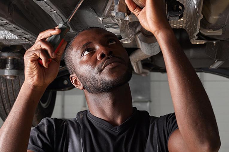 A man working on a car