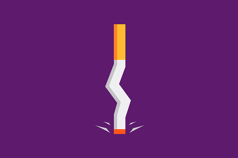 A cigarette being pushed down and buckling in the middle