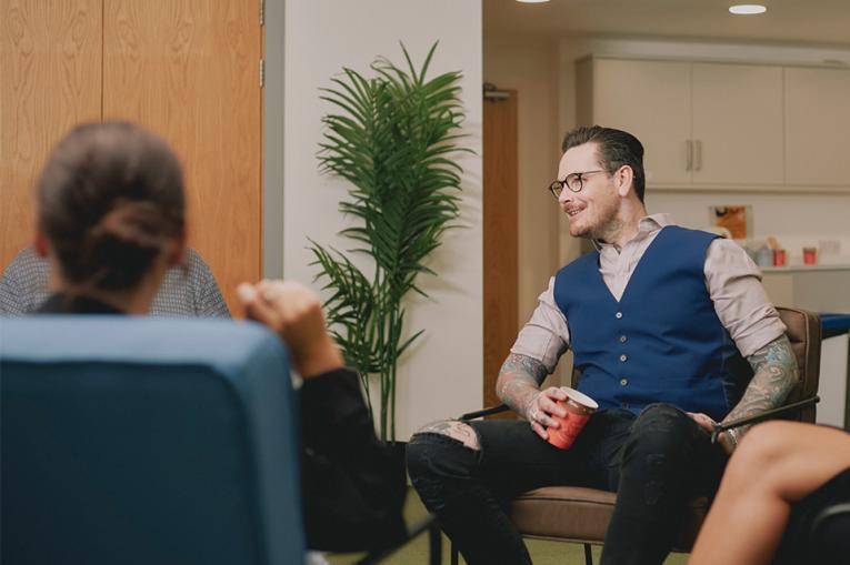A group of people talking