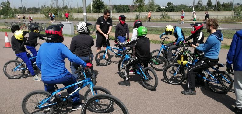Children riding bikes